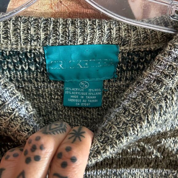 Vintage 90s Striped Knit Sweater in Gray and Purple M - Picture 15 of 16